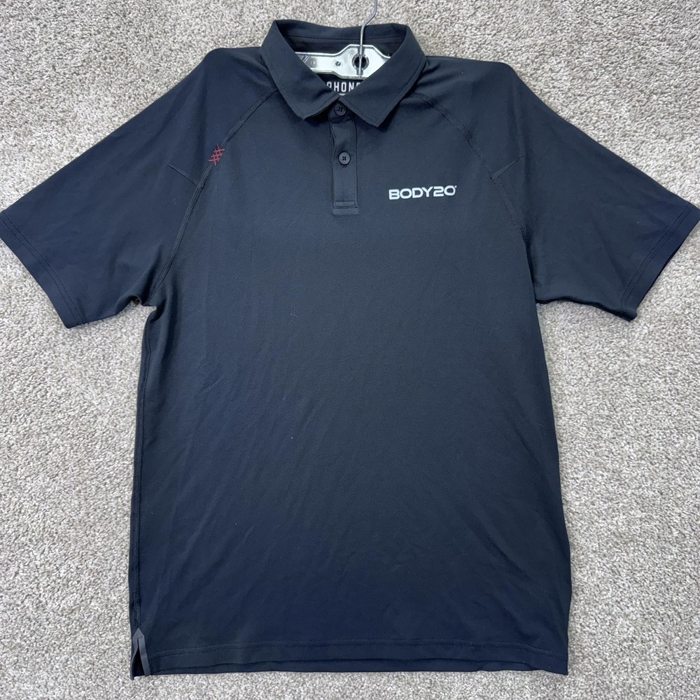 Rhone Polo Shirt Mens Small Body20 Performance Short Sleeve Black EUC